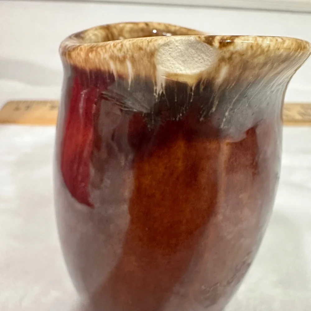 Hull Pottery Mirror Brown Drip Glaze Pitcher Creamer USA Oven‎ Proof Vintage